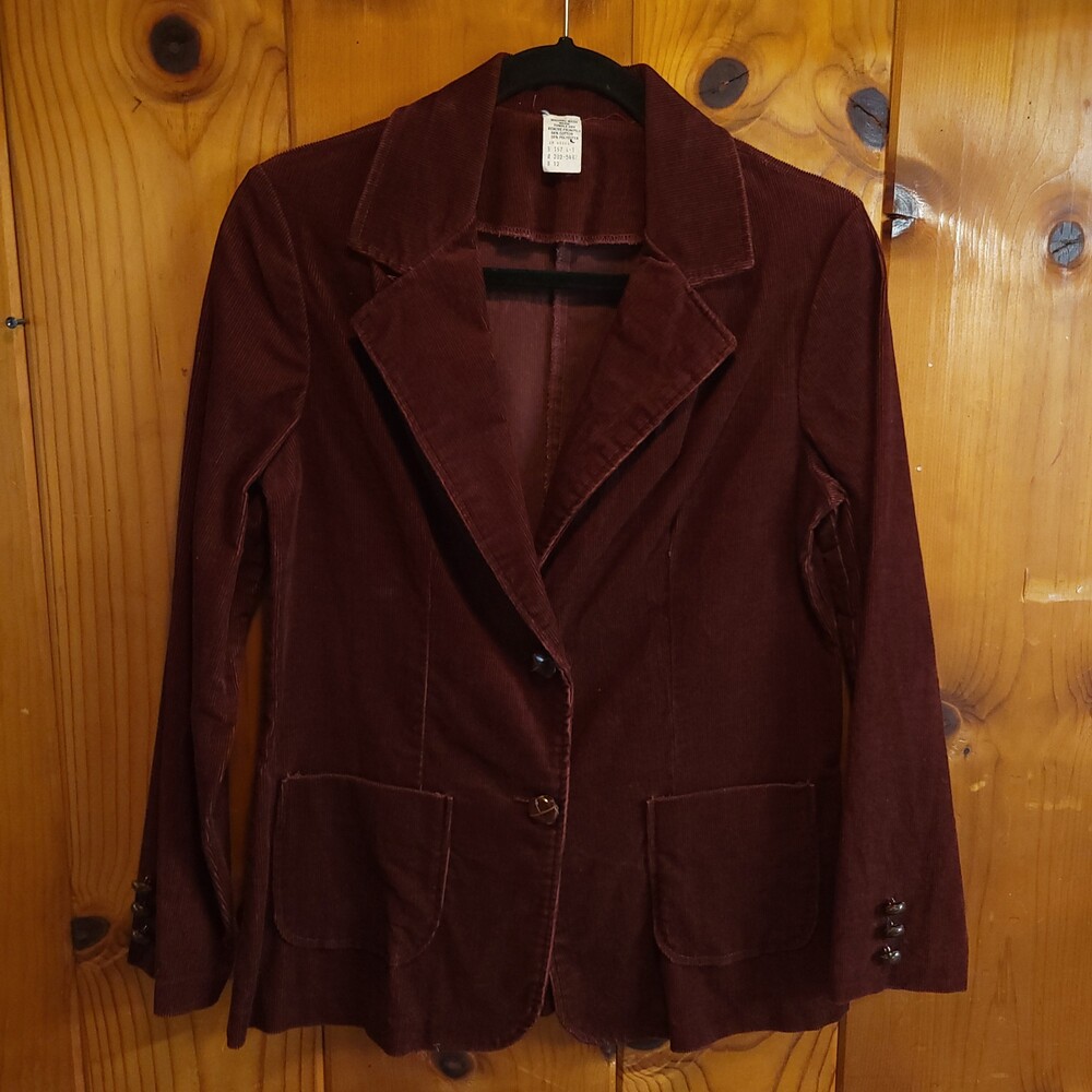 Vintage 70s 80s Brown Corduroy Blazer Jacket Size 12 Women's Casual Blazer